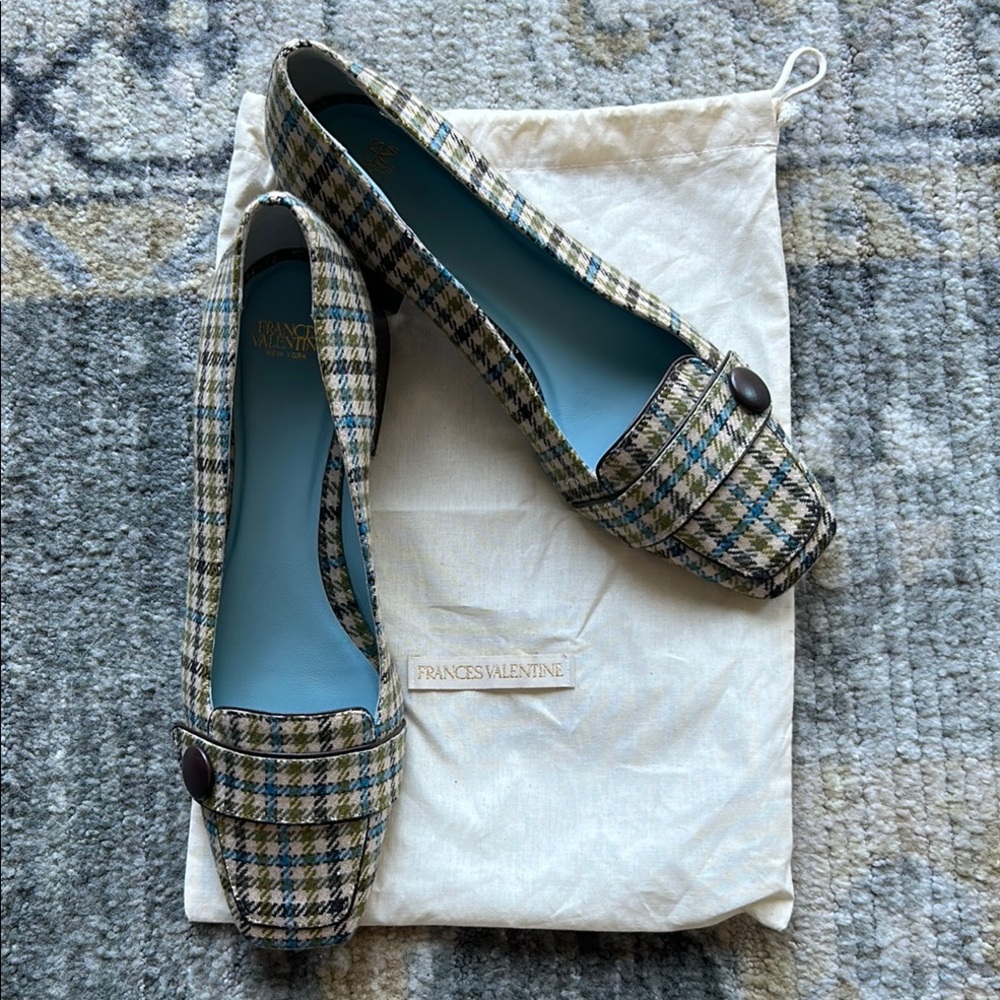 Frances Valentine Women's Plaid Loafers - Blue and Green